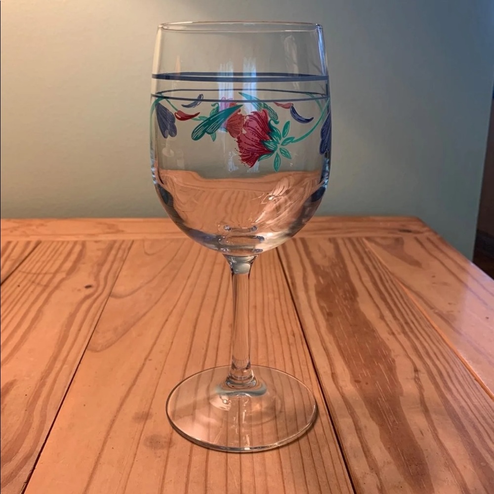 Lenox Poppies on Blue Wing Glass